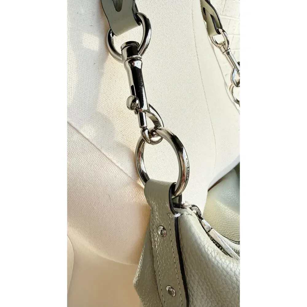 Coach Abbey Gray/Green Pebbled Leather Hobo Shoulder Bag Silver Hardware Slouchy